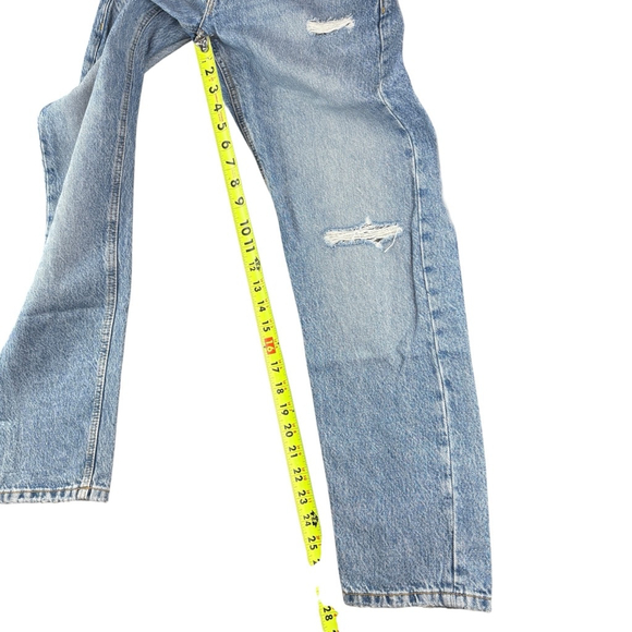 Dynamite Straight Leg Mid Rise Jeans Denim Distressed Frayed Blue Pants SIZE 24 - Picture 8 of 13